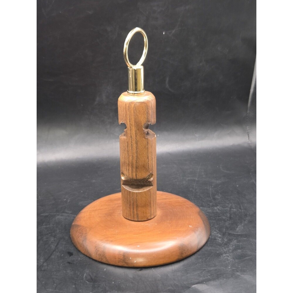 Vintage Cornwall Wood Products Teak Wood & Brass Pipe Holder Stand for 4 Pipes